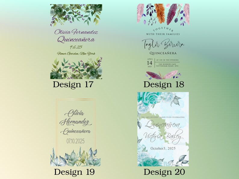 Quinceanera Pattern Options for Acrylic Invitations