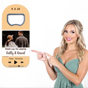 Custom Wedding Favor Bottle Opener Magnet: Music Theme, Bulk Save the Dates