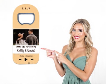 Custom Wedding Favor Bottle Opener Magnet: Music Theme, Bulk Save the Dates