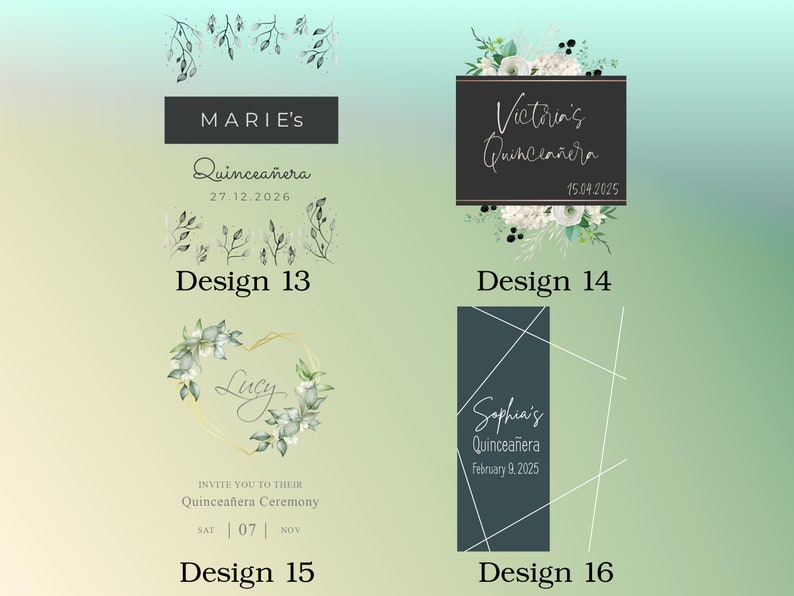 Quinceanera Pattern Options for Acrylic Invitations