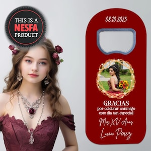 Cadeaux Quinceanera pour invités en vrac, aimants photo ouvre-bouteille, aimants photo Coing Años et Bonbons 16 cadeaux