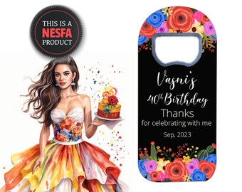 Floral Mexican Birthday Party Favors, Customizable Bottle Opener Fridge Magnet Gifts