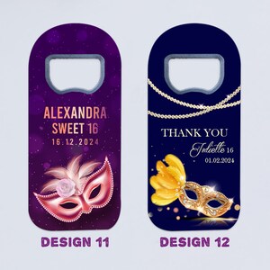 Quince Favors, Venetian Mask Themed Custom Bottle Openers, Quinceañera and 16th Birthday Gifts image 8