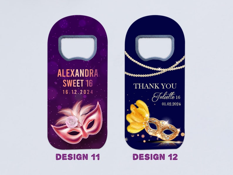 Quince Favors, Venetian Mask Themed Custom Bottle Openers, Quinceañera and 16th Birthday Gifts image 8