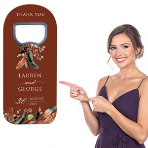Autumn Bottle Opener Wedding Favors - Custom Personalized Designs