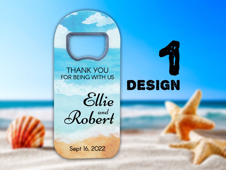 Tropical Wedding Favor Magnets with Beach Themes for Guests in Bulk, Custom Bottle Opener Fridge Magnet Favour Save the Dates