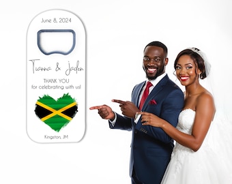 Jamaica Themed Wedding Magnet Favors | Jamaican Bottle Opener Save the Date Favor