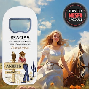 Western Quinceañera Bottle Opener Magnet Favors: Cowgirl Sweet 16