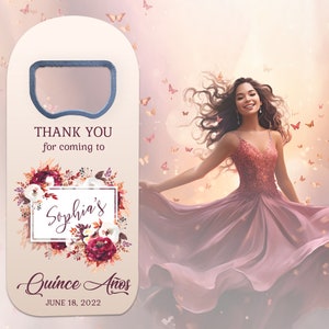 Customizable Quinceanera Bottle Opener Magnet Favors - Bulk Sweet 16 Gifts