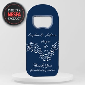Music Wedding Favor Magnets for Guests in Bulk, Customizable Bottle Opener Fridge Magnet Favours and Save the Dates