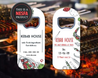 Kebab House Design Food Delivery Service Customer Giveaways, Restaurant Themed Bottle Opener Fridge Magnet Swags