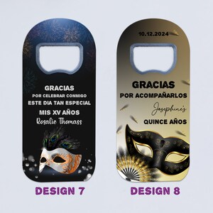 Quince Favors, Venetian Mask Themed Custom Bottle Openers, Quinceañera and 16th Birthday Gifts image 6