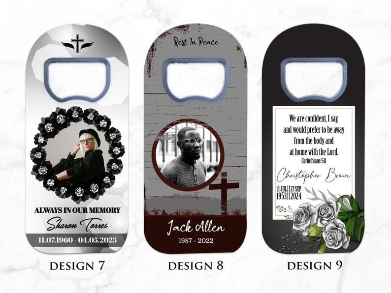 Funeral Favors Customizable, Celebration of Life Memorial Bottle Opener Photo Magnet Favor Keepsakes for Guests image 5