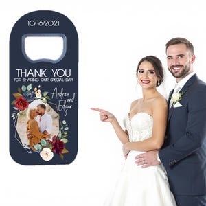Personalised Photo Wedding Favor Bottle Opener Magnet - Custom Keepsake With Your Photos