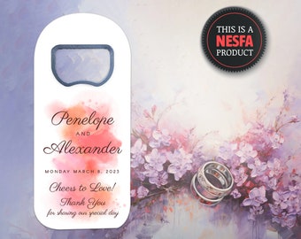 Personalized Wedding Magnetic Bottle Opener - Customizable Party Favor