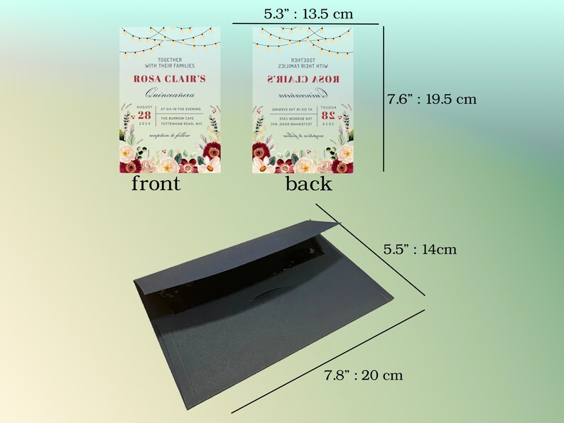 Dimensions of Acrylic Invitations and Luxury Envelopes