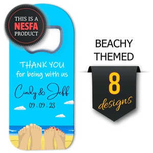 Beach Magnet Bottle Opener - Custom Wedding Favor | Personalized Summer Theme Openers
