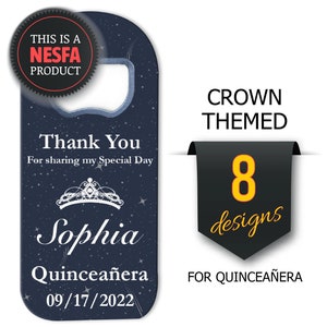 Quinceañera Favor Magnets: Crown Bottle Opener, Sweet Sixteen Gifts