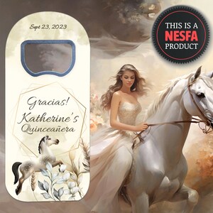 Cadeaux de quinceañera avec des motifs enchanteurs de cheval et de licorne, aimants ouvre-bouteille personnalisés