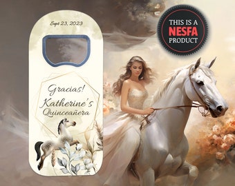 Quinceañera Favors with Enchanting Horse and Unicorn Designs, Custom Bottle Opener Magnets