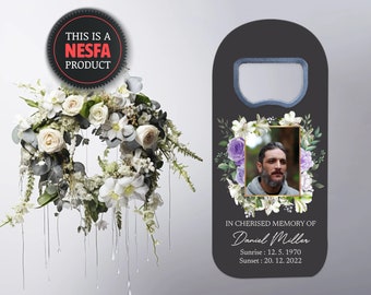 Funeral Favors Personalized • Deepest Sympathy Cap Opener Magnets • Condolence Gifts with Photo Frames and Flowers