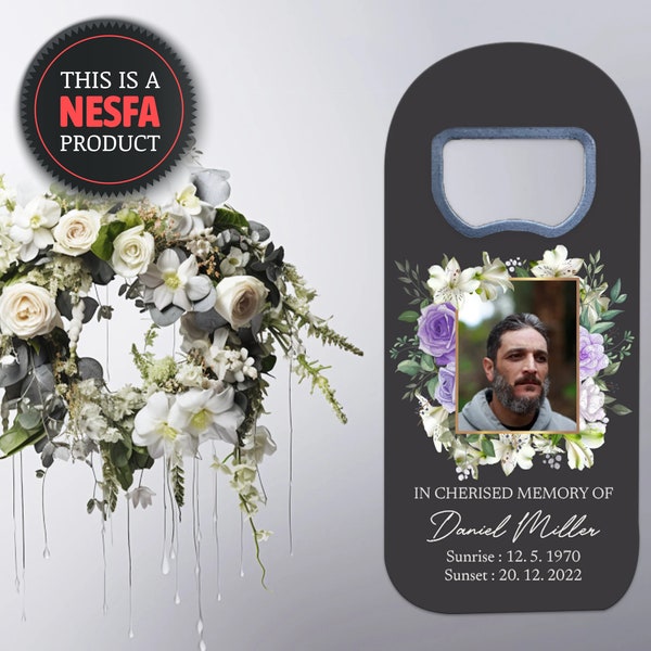 Funeral Favors Personalized • Deepest Sympathy Cap Opener Magnets • Condolence Gifts with Photo Frames and Flowers