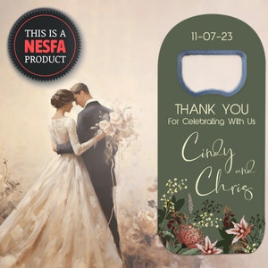 Rustic Wedding Favor: Custom Bottle Opener Save the Date Magnet