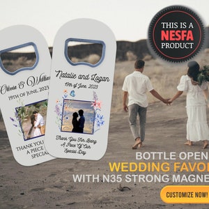 Wedding Favor Magnets for Guests in Bulk, Custom Bottle Opener Fridge Magnet Favour Save the Dates