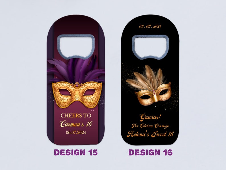 Quince Favors, Venetian Mask Themed Custom Bottle Openers, Quinceañera and 16th Birthday Gifts image 10