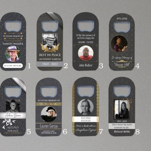 Celebration of Life Favors, Bottle Opener Fridge Magnet Mementos for