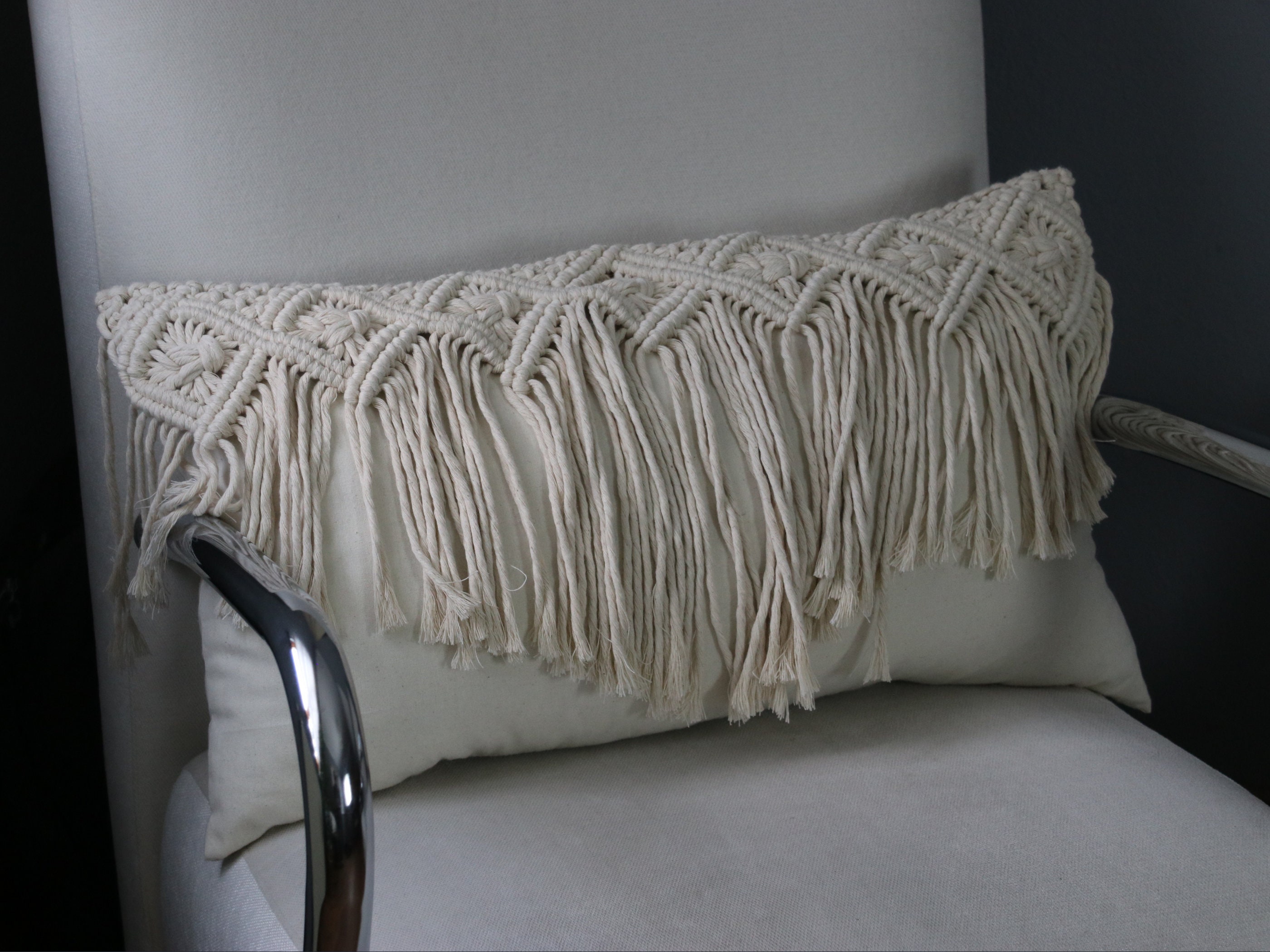 KNOT PILLOW COVER Macrame Lumbar Pillow Cover Hand Knotted Etsy
