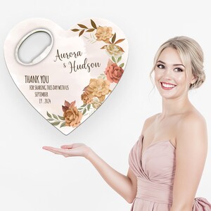 Custom Heart Wedding Favor: Bottle Opener Magnet, Save the Date