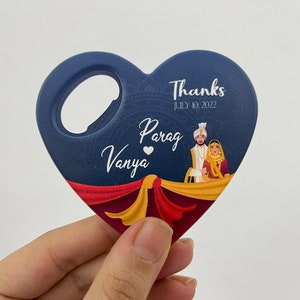 Hindu Wedding Favors for Guests in Bulk, Indian Bottle Opener Heart Magnet Save the Date Magnet Gifts