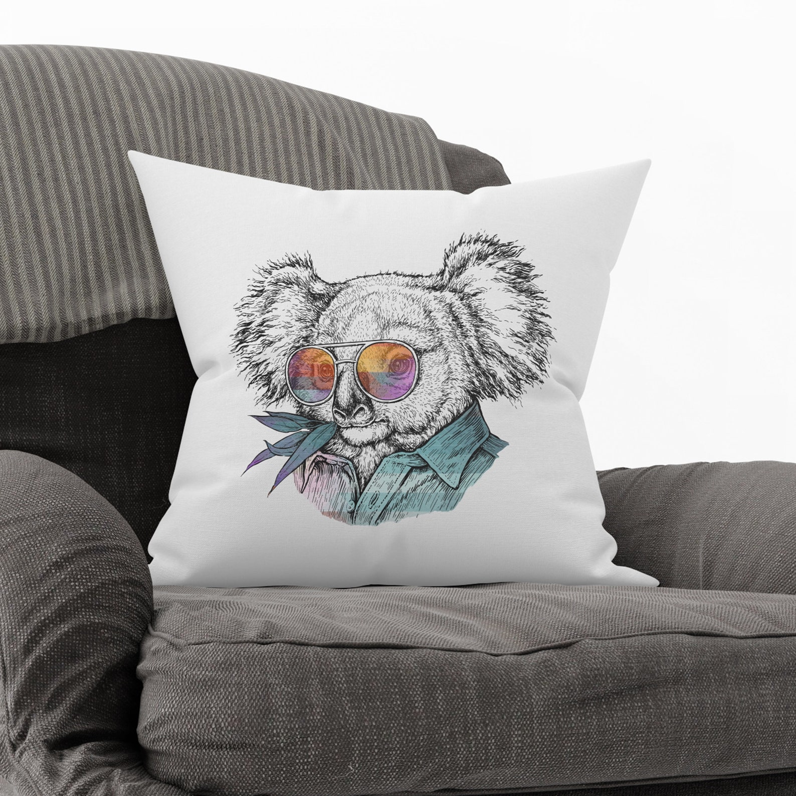 KOALA Print Throw PILLOW COVER Koala Bear Art Cushion Cover Etsy