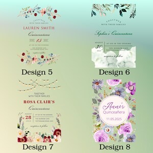 Quinceanera Pattern Options for Acrylic Invitations