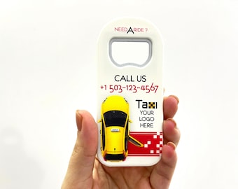 GIVEAWAYS for TAXI SERVICES, Customer Fridge Magnets with Cap Openers for Cabbies, Bottle Opener Customer Gift Swags for Hackies