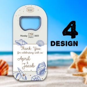 Tropical Wedding Favor Magnets with Beach Themes for Guests in Bulk, Custom Bottle Opener Fridge Magnet Favour Save the Dates