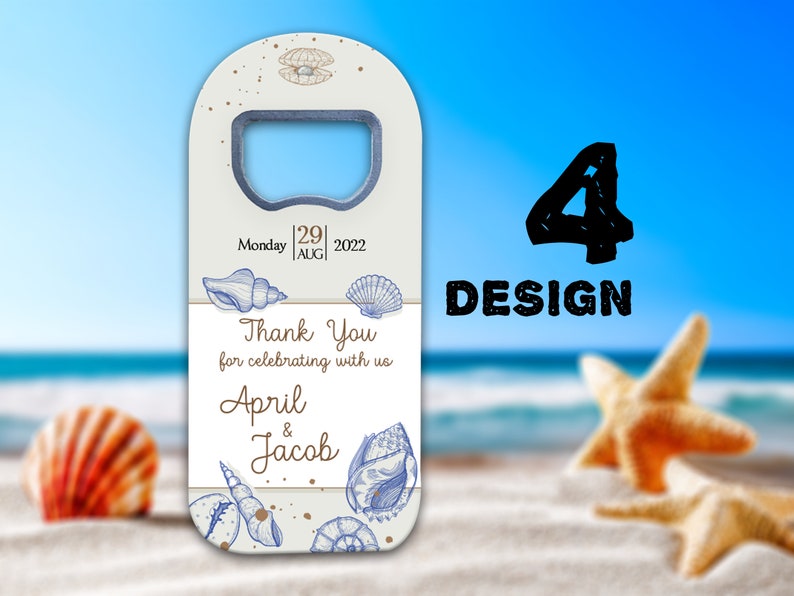 Tropical Wedding Favor Magnets with Beach Themes for Guests in Bulk, Custom Bottle Opener Fridge Magnet Favour Save the Dates