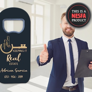 Personalized Realtor Magnet with Bottle Opener - Custom Real Estate Marketing Swag