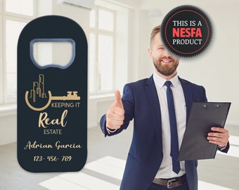 Personalized Realtor Magnet with Bottle Opener - Custom Real Estate Marketing Swag