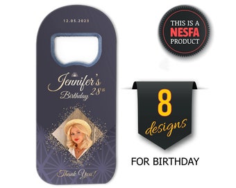Birthday Magnet Favors for Guests in Bulk, Customizable Bottle Opener Photo Magnet Gifts