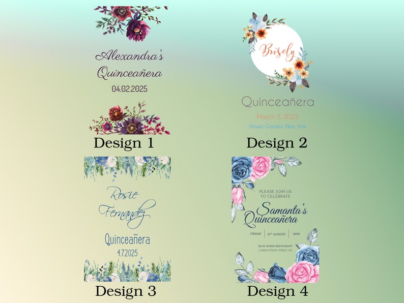 Quinceanera Pattern Options for Acrylic Invitations