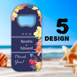 Tropical Wedding Favor Magnets with Beach Themes for Guests in Bulk, Custom Bottle Opener Fridge Magnet Favour Save the Dates