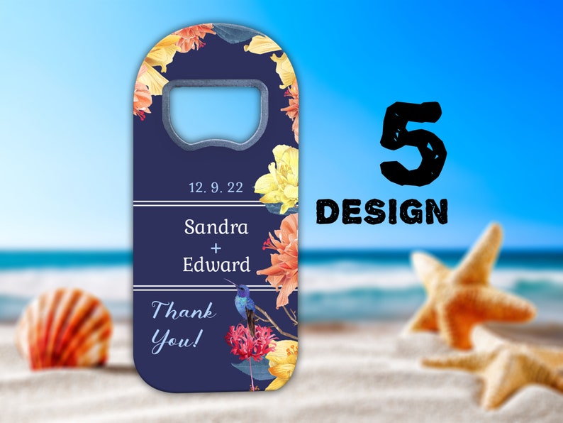 Tropical Wedding Favor Magnets with Beach Themes for Guests in Bulk, Custom Bottle Opener Fridge Magnet Favour Save the Dates