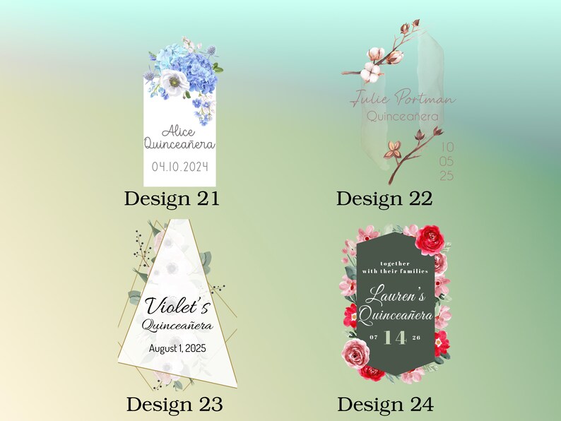 Quinceanera Pattern Options for Acrylic Invitations