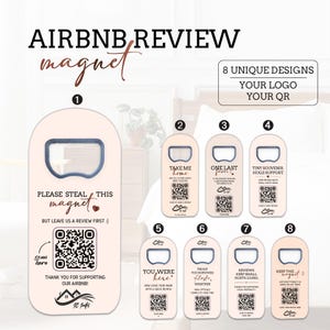 Airbnb-recensiemagneet, aangepaste flesopener met QR-code voor verhuurders