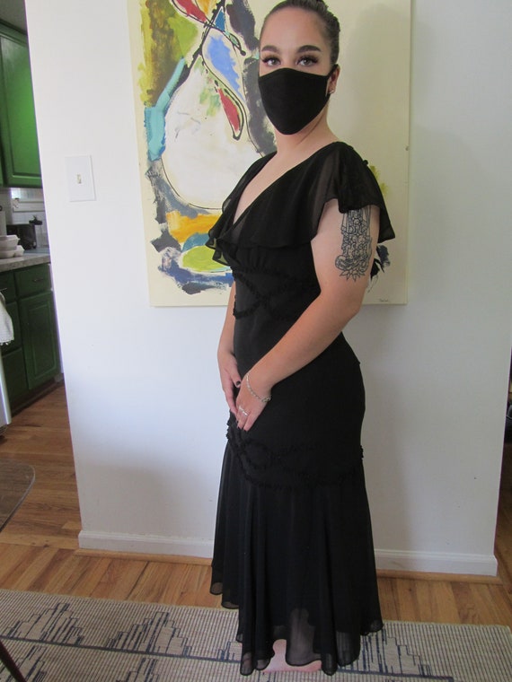 Enchanting Gothic Black Ruffled Evening Gown - image 2
