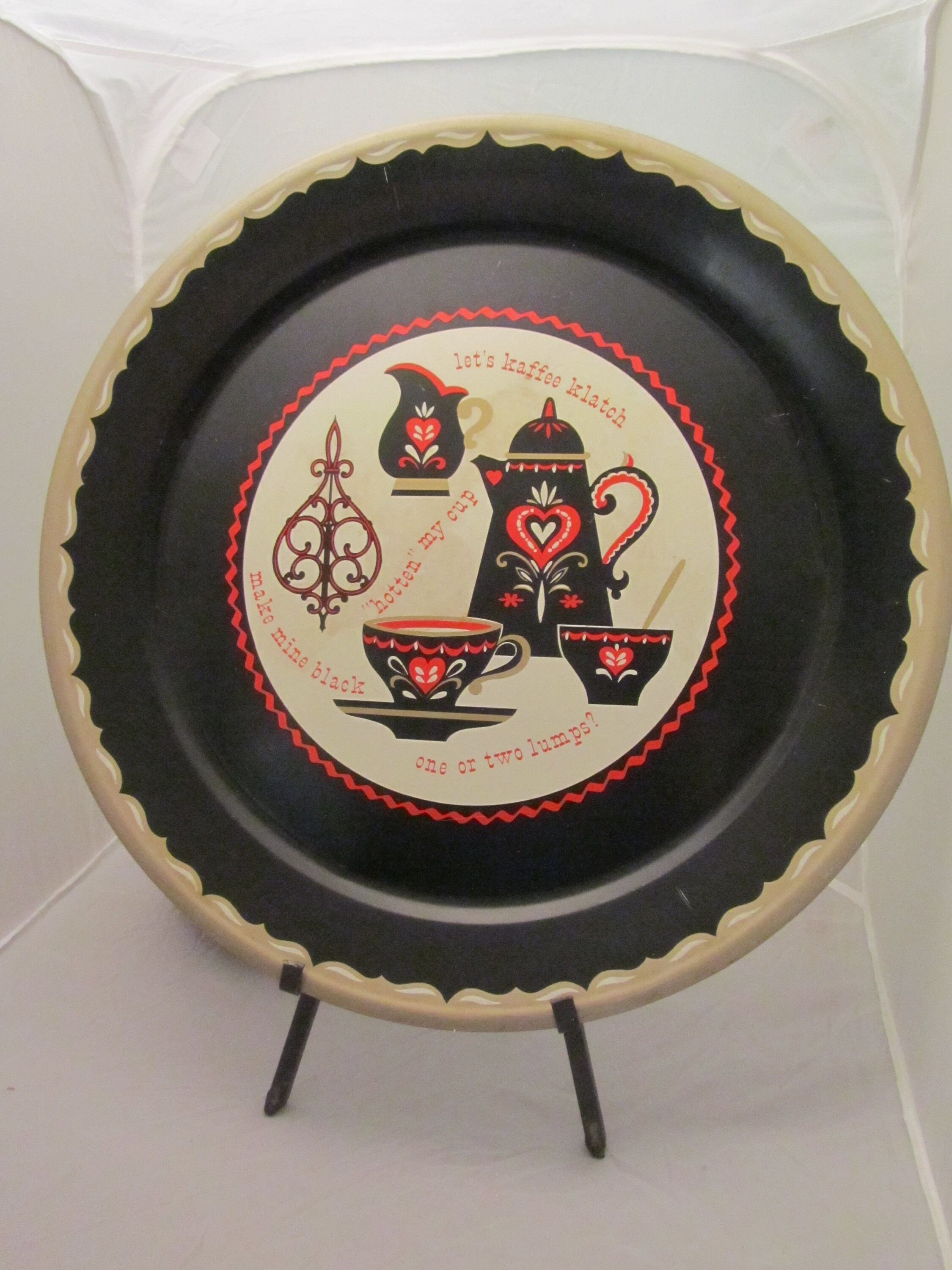 Wonderful Extra Large Vintage Kaffee Klatch Round Metal Tray Etsy