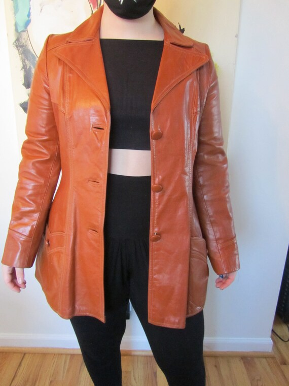 Very Cool Retro Leather Jacket - Ladies M - image 8