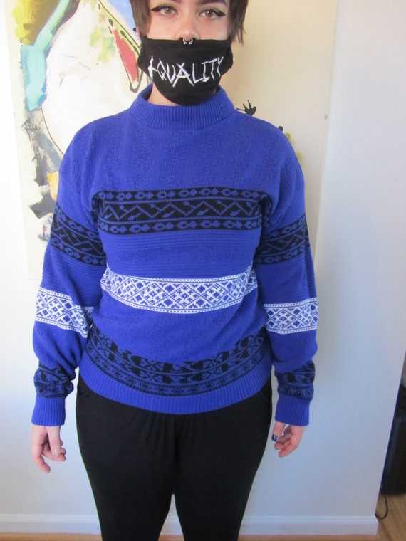 American Pride Indigo Print Pullover Sweater - Siz